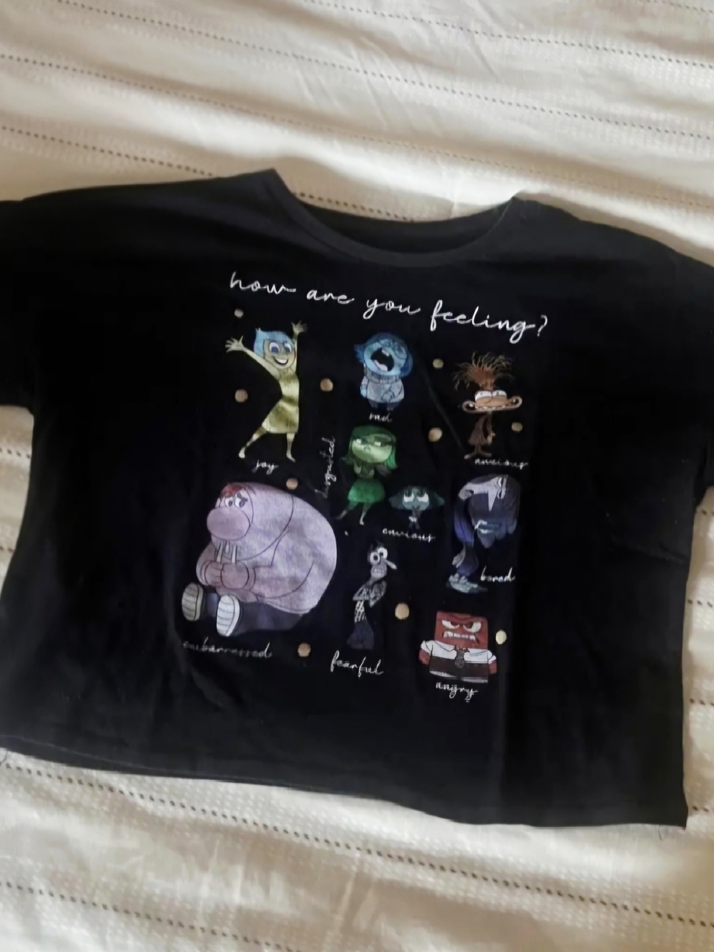 Disney Pixar Inside Out 2 Textbook of Emotions Oversized Girls Crop Tee LG